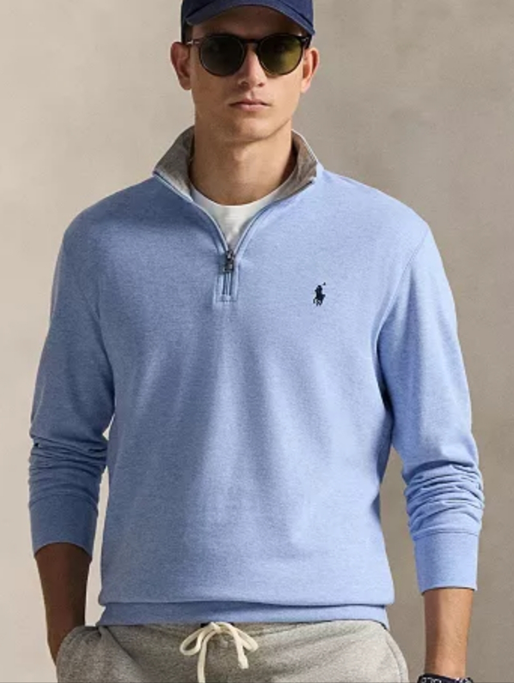 Polo by Ralph Lauren Light Blue & Gray 1/4 Zip Pullover-  5XB In Excellent Cond.
